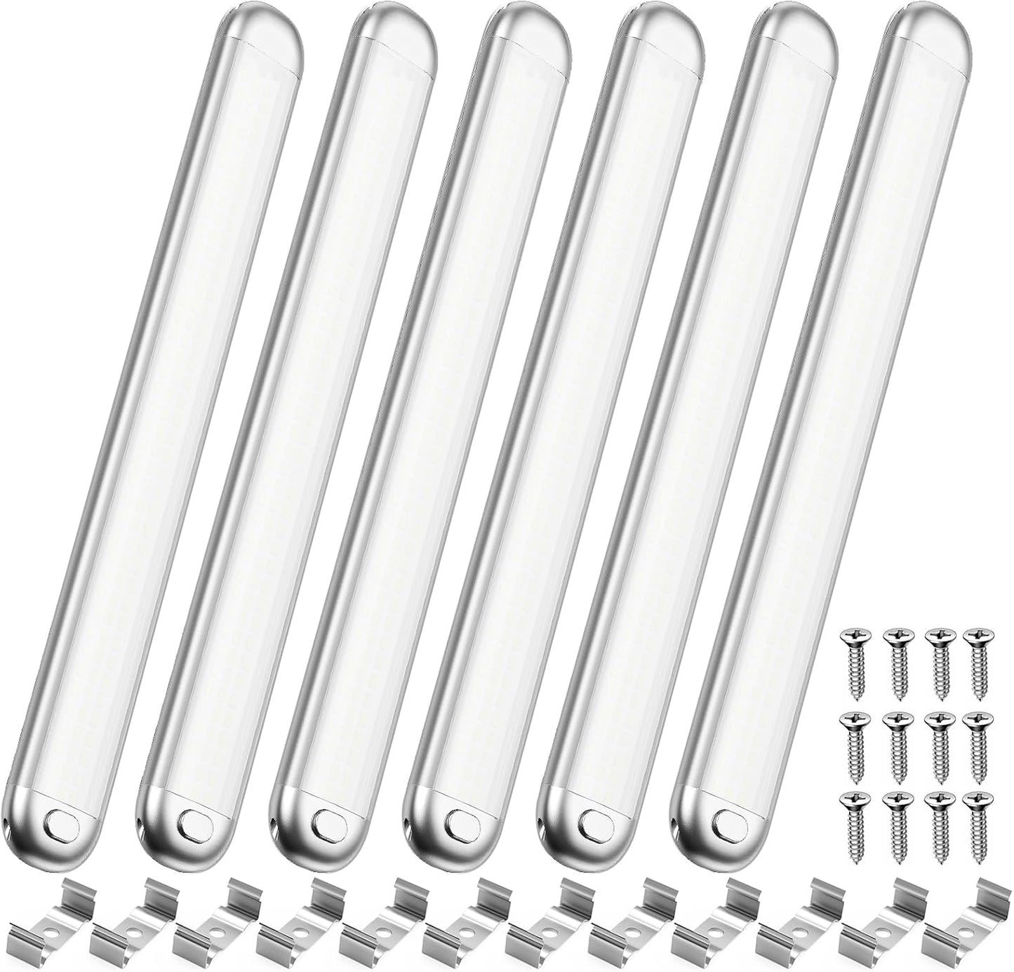 12V LED Interior Light Bar | 1500LM 8W 12V LED Light Strip 6200K White with On/Off Switch | Camper Lights Fixture for Truck Van RV Trailer Cargo Cabient Motorhome Lorry (Pack of 6)