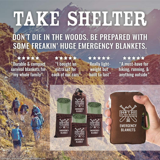 - Freakin’ Huge Emergency Blankets [4-Pack] Extra-Large Thermal Mylar Space Blankets with Ripstop Nylon Stuff Sacks + Carabiner Zipper Pack