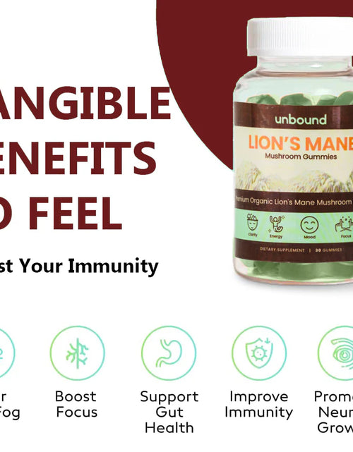 Load image into Gallery viewer, Unbound Lion&#39;S Mane Mushroom Gummies for Memory, Focus, and Clarity
