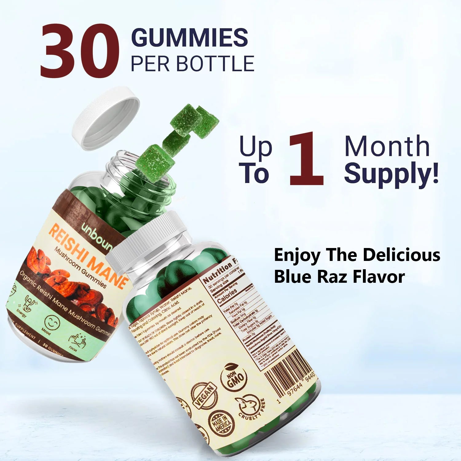 Unbound Reishi Mushroom Gummies for Immune Support, Heart Health, Improve Sleep