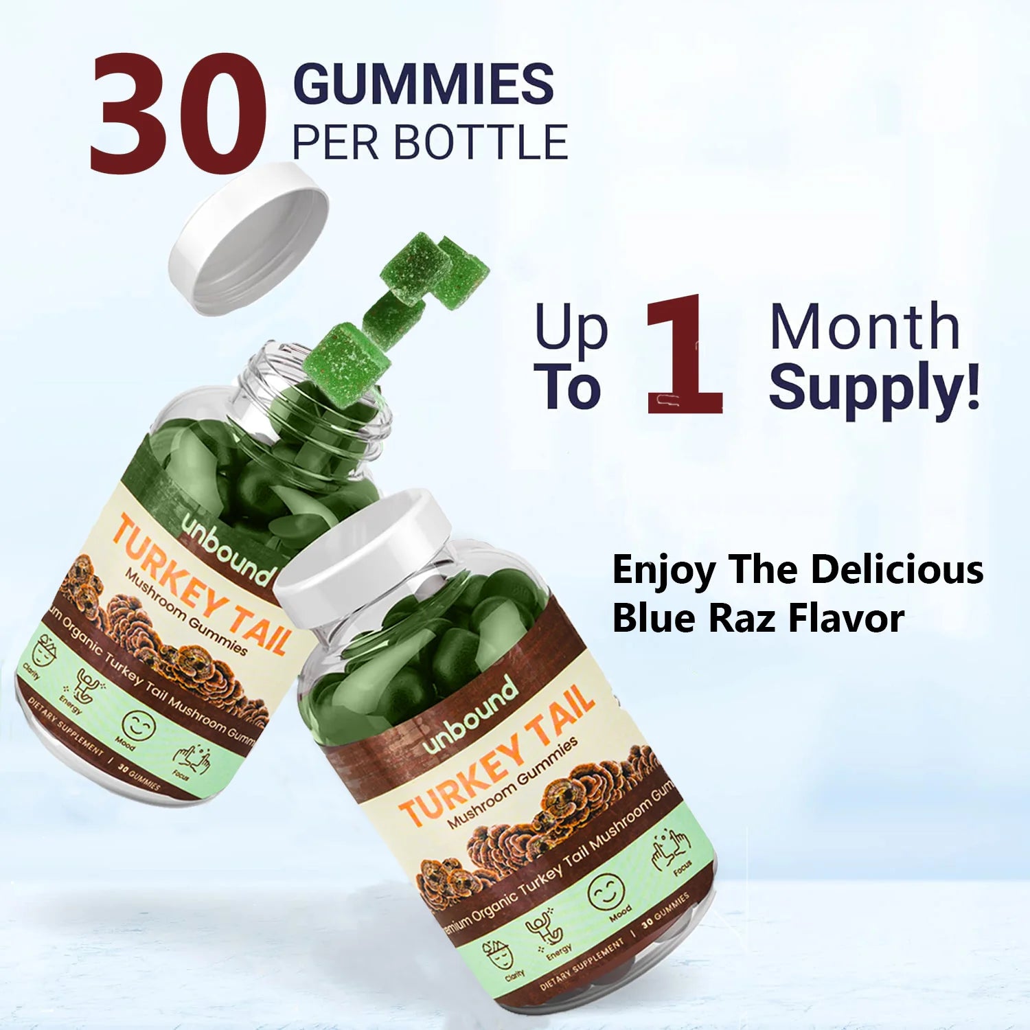 Unbound Turkey Tail Mushroom Gummies for Cognitive Functioning, Improve Sleep, Boost Immunity