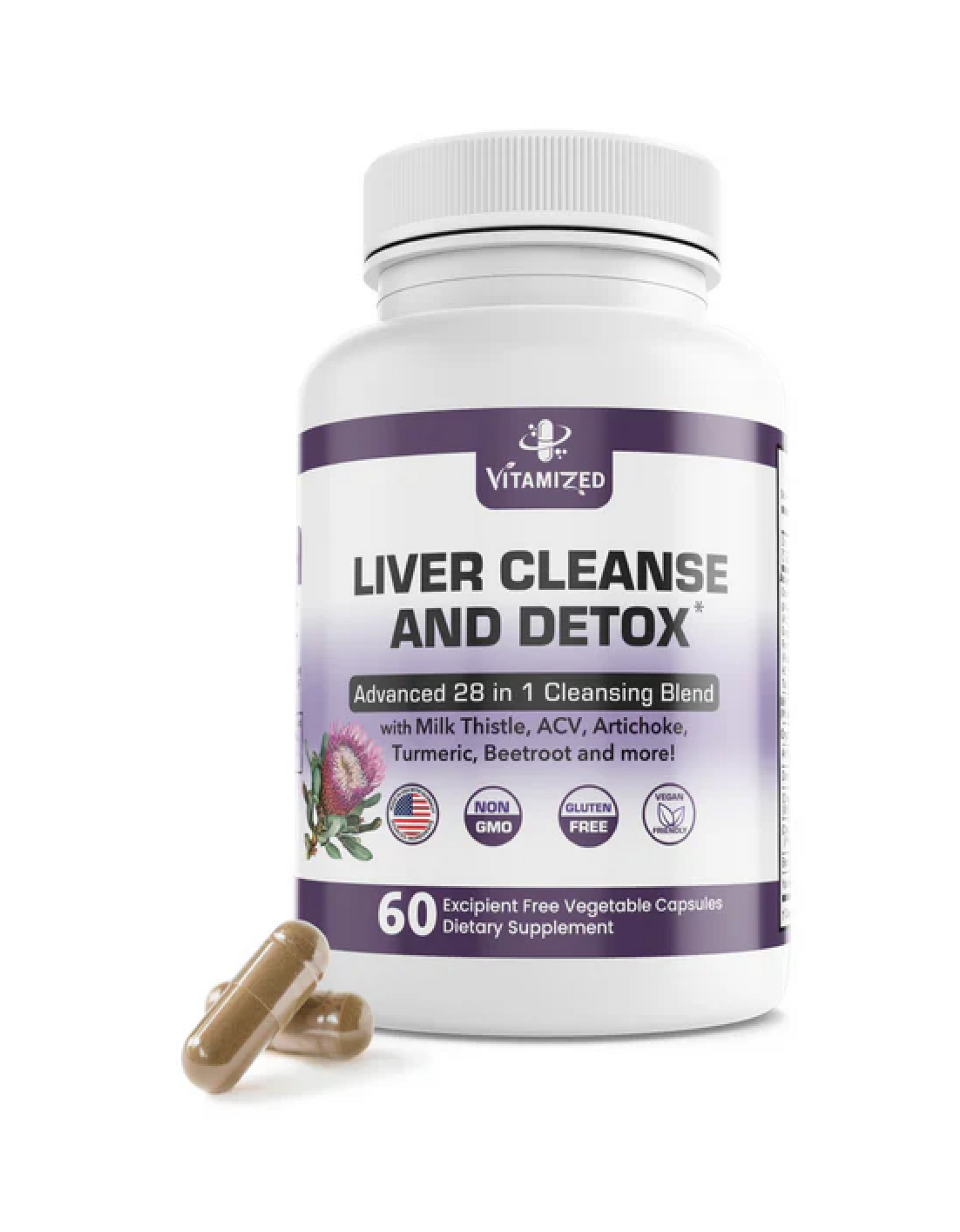 Liver Cleanse and Detox Formula - Milk Thistle, Artichoke Extract, Dandelion, and Apple Cider Vinegar - Liver Health Supplement