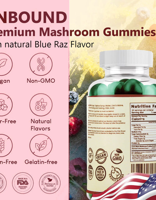 Load image into Gallery viewer, Unbound Lion&#39;S Mane Mushroom Gummies for Memory, Focus, and Clarity
