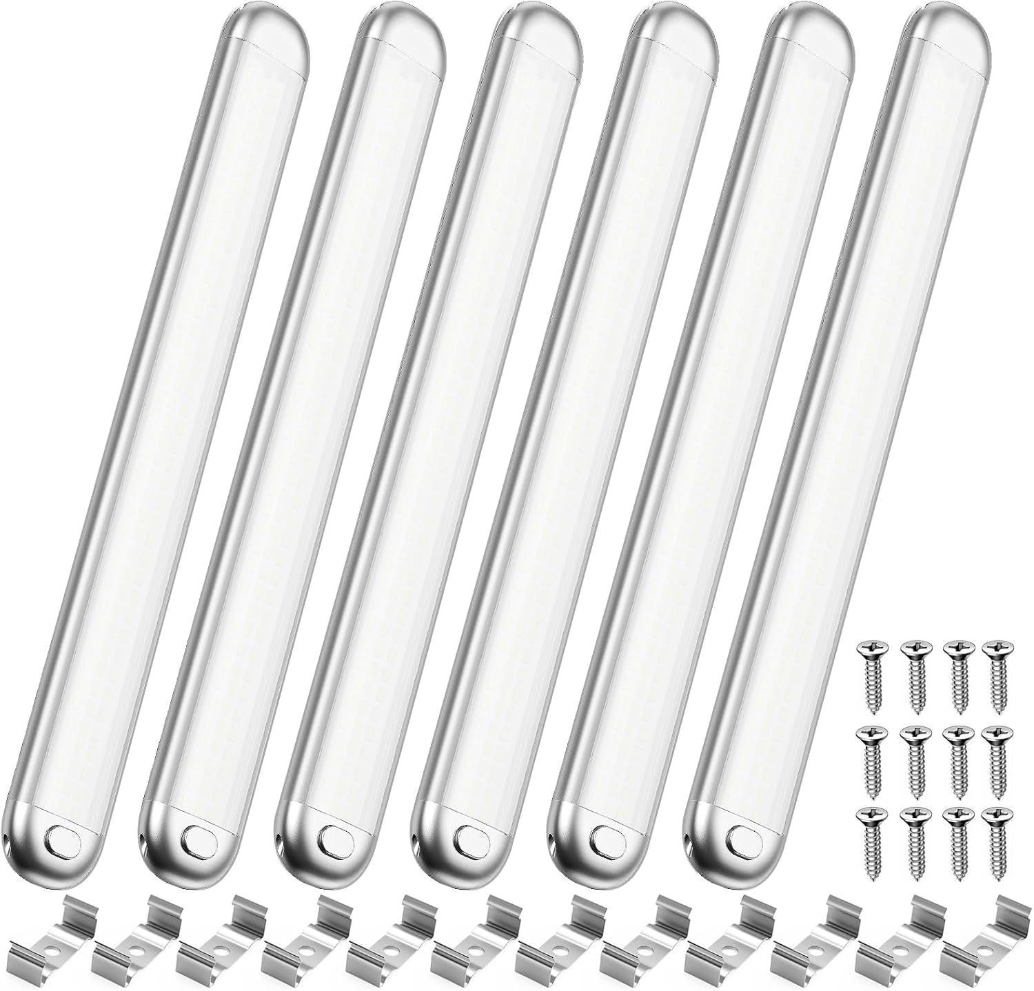 12V LED Interior Light Bar | 1500LM 8W 12V LED Light Strip 6200K White with On/Off Switch | Camper Lights Fixture for Truck Van RV Trailer Cargo Cabient Motorhome Lorry (Pack of 6)