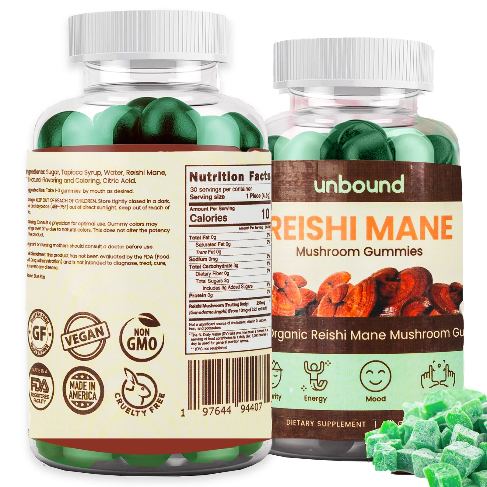 Unbound Reishi Mushroom Gummies for Immune Support, Heart Health, Improve Sleep